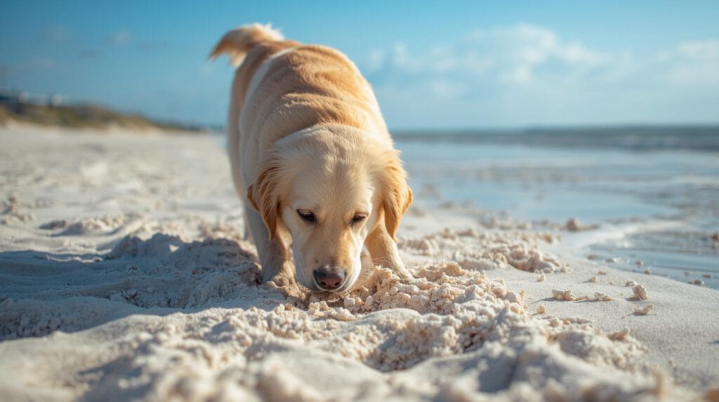 Hond speelt in zee in het Duitse Sylt 