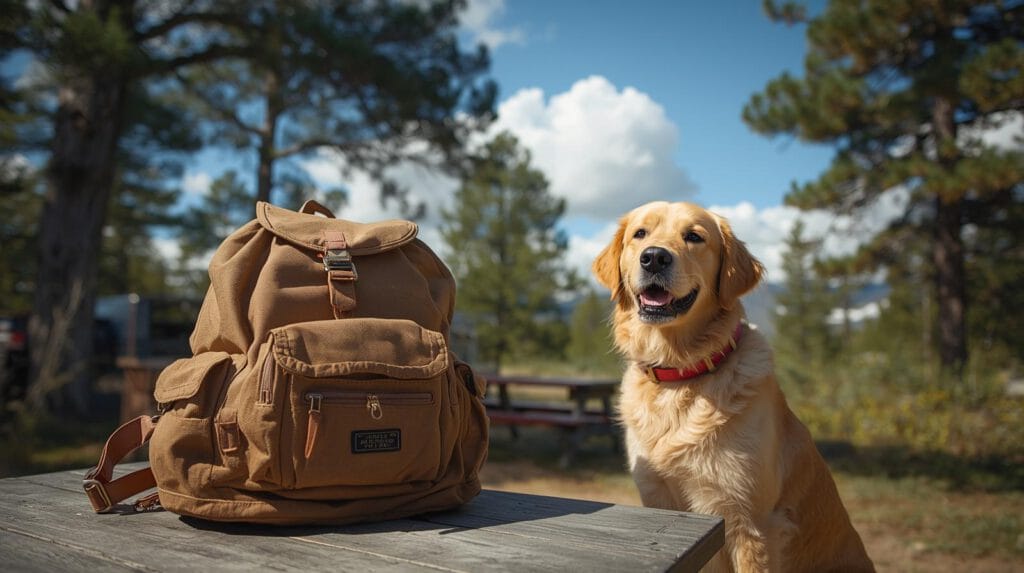 hond-op-camping-met-rugzak-in-noord-amerika